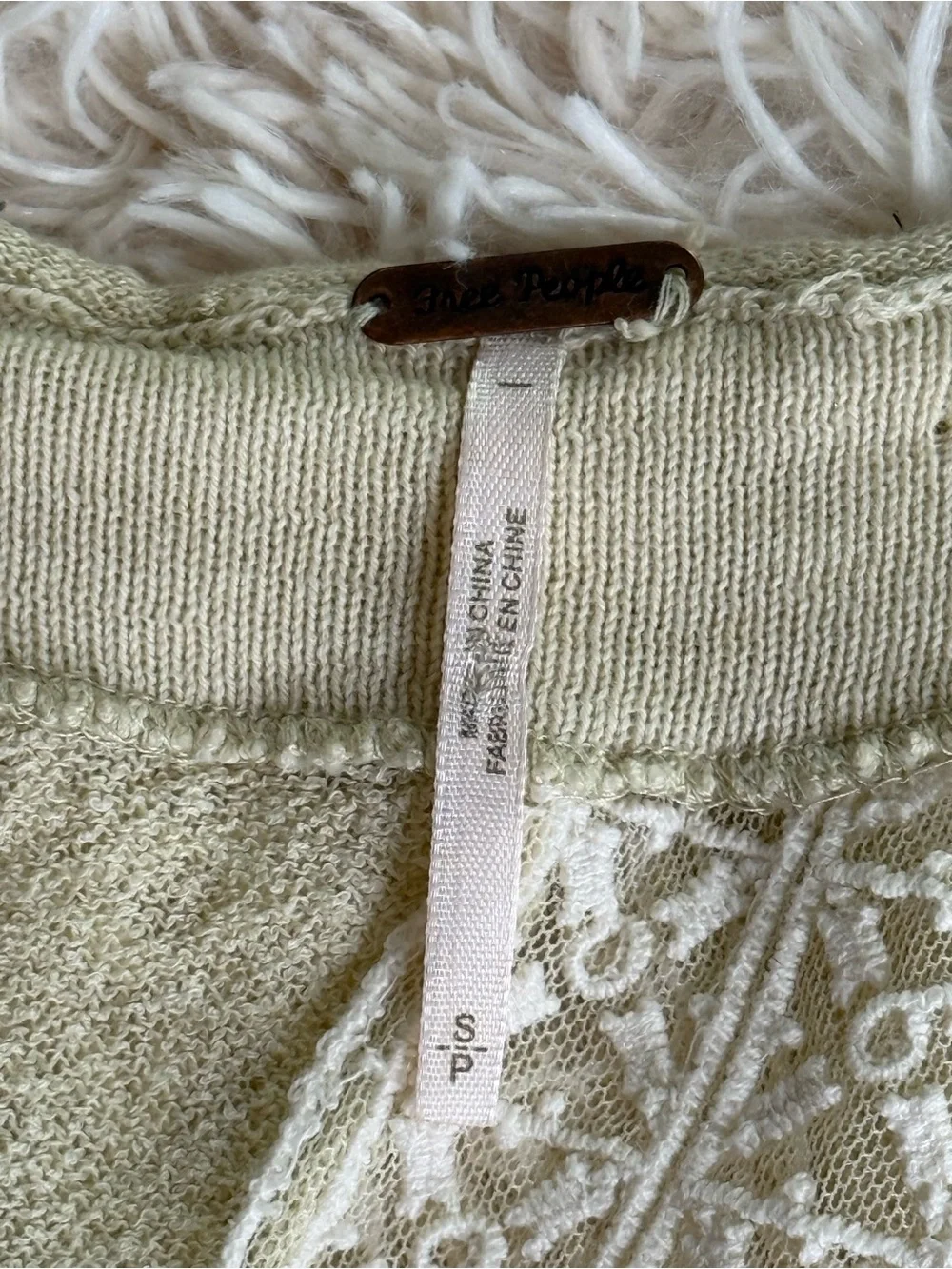 Free People Linen Blend Lace Back Sweater Cream Open Back Top S Boho